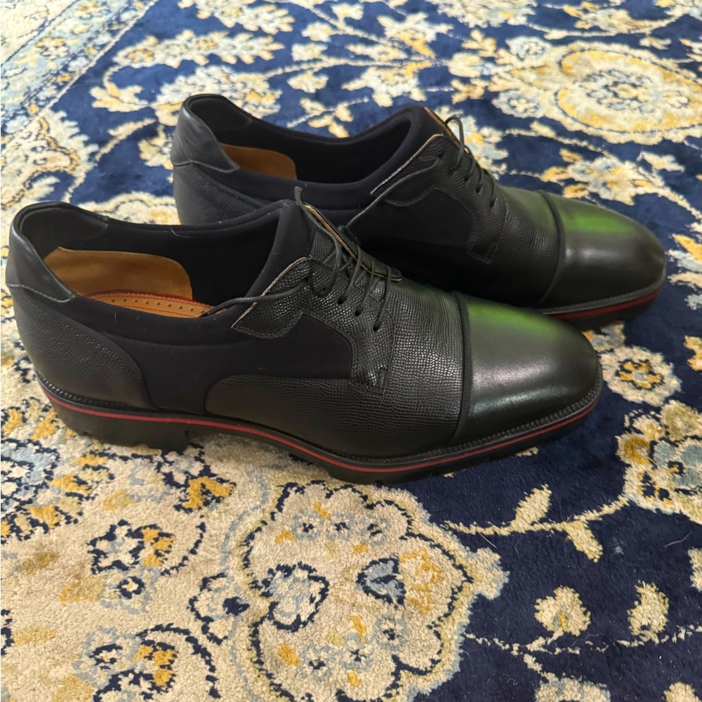 Christian “Red Bottoms” Louboutin’s Mika Sky, black, leather & neoprene, Sz 41.